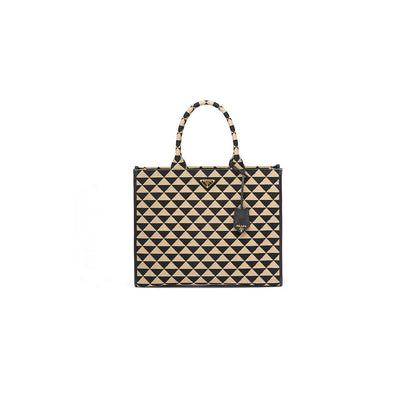 Large Prada Symbole jacquard fabric handbag
