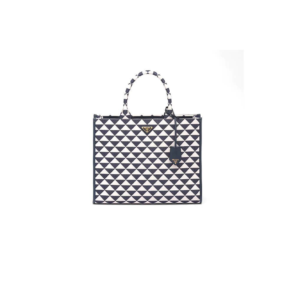 Large Prada Symbole jacquard fabric handbag