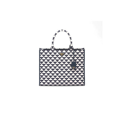 Large Prada Symbole jacquard fabric handbag