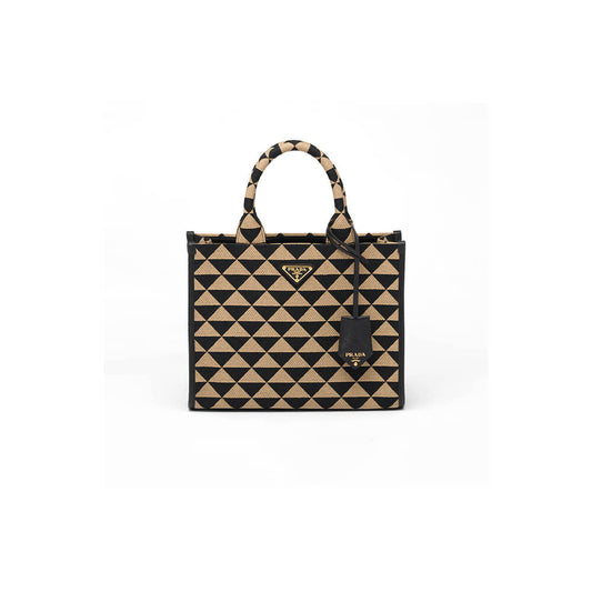 Small Prada Symbole jacquard fabric handbag
