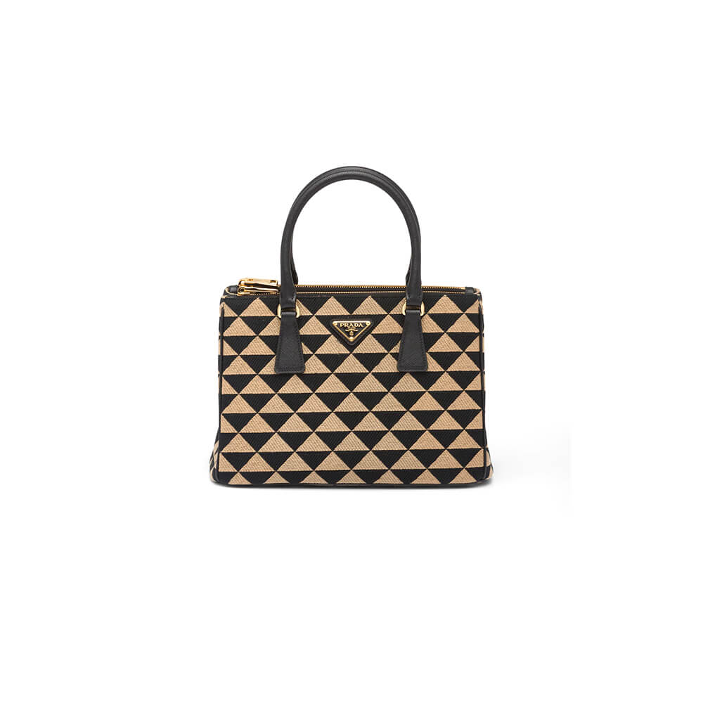 Small Prada Galleria embroidered fabric bag