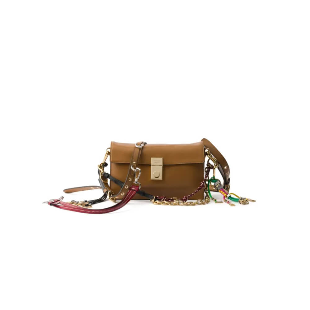 Prada Soft Sound small leather shoulder bag with charms(high-end grade)