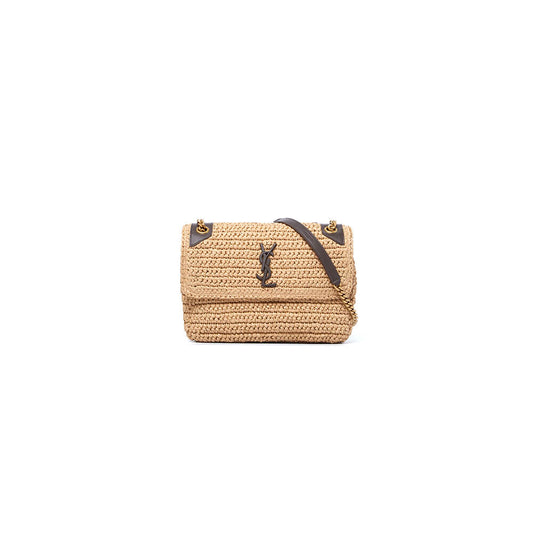 SAINT LAURENT NIKI CHAIN MEDIUM IN RAFFIA(HIGH-END GRADE)
