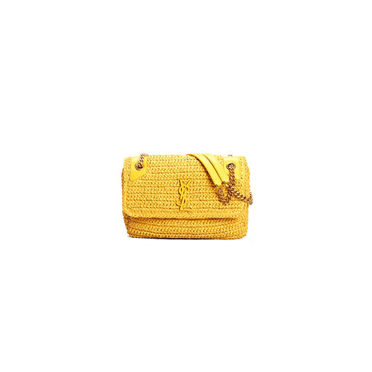 SAINT LAURENT NIKI CHAIN MEDIUM IN RAFFIA(HIGH-END GRADE)