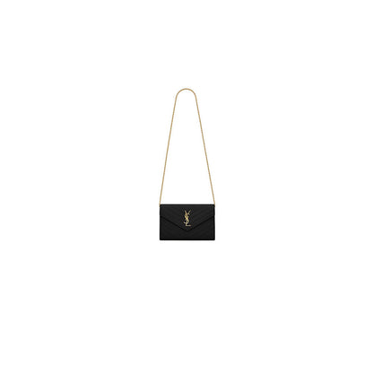 YSL classic cassandre chain wallet in grain de poudre leather