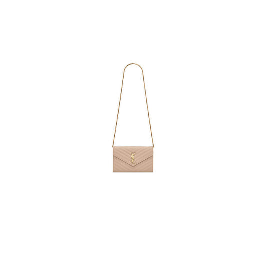 YSL classic cassandre chain wallet in grain de poudre leather