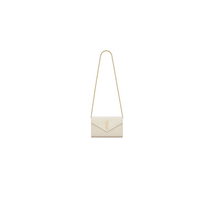 YSL classic cassandre chain wallet in grain de poudre leather