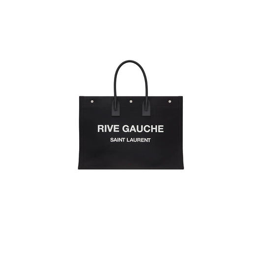 RIVE GAUCHE TOTE BAG IN LINEN AND LEATHER