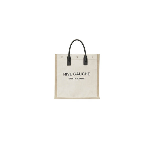 RIVE GAUCHE N/S SHOPPING BAG IN LINEN AND COTTON
