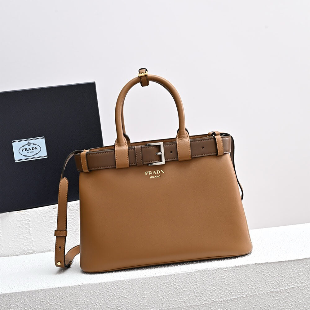 Prada Buckle small leather handbag with belt(high-end grade)
