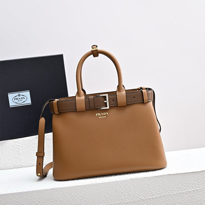 Prada Buckle small leather handbag with belt(high-end grade)