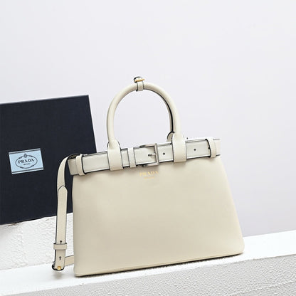Prada Buckle small leather handbag with belt(high-end grade)