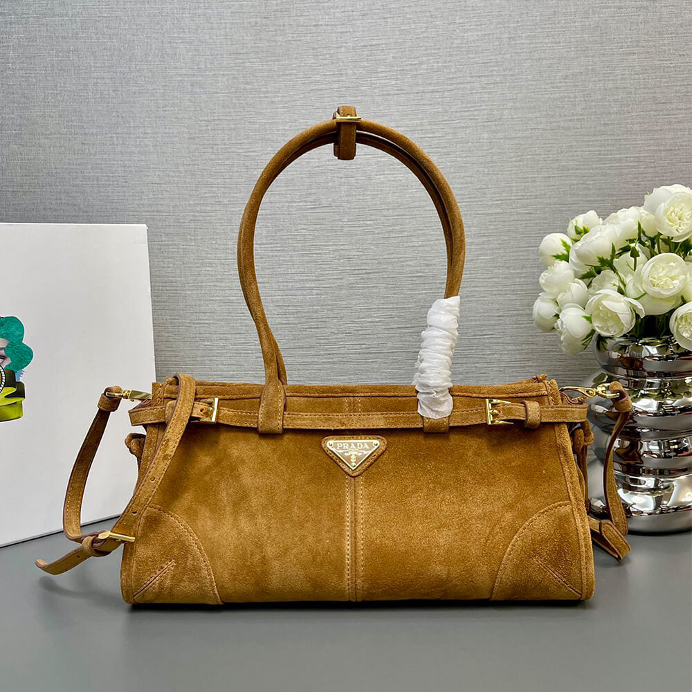 Prada Medium suede handbag(high-end grade)