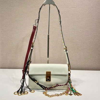 Prada Soft Sound small leather shoulder bag with charms(high-end grade)