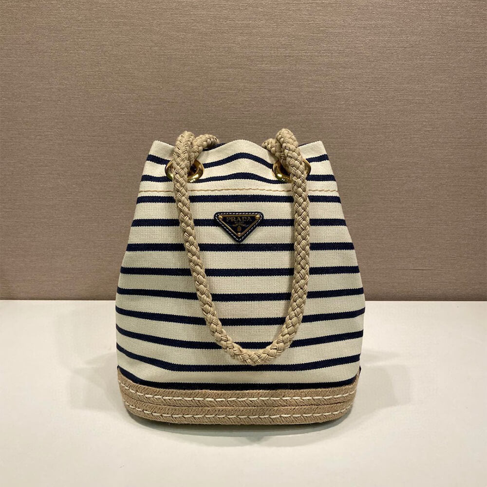 Prada Mariner small striped fabric bucket bag