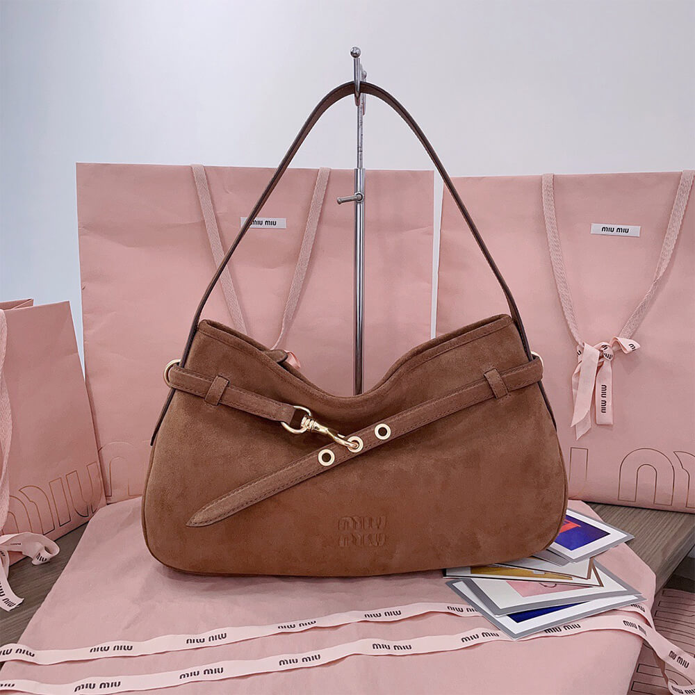 MIUMIU Medium Aventure suede bag(HIGH-END GRADE)