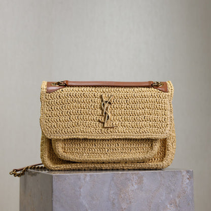 YSL NIKI medium in raffia(HIGH-END GRADE)