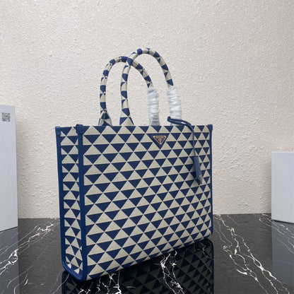 Large Prada Symbole jacquard fabric handbag