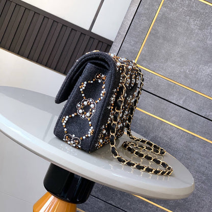 CHANEL Pearl Classic Double Flap Handbag(HIGH-END GRADE)