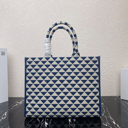 Large Prada Symbole jacquard fabric handbag