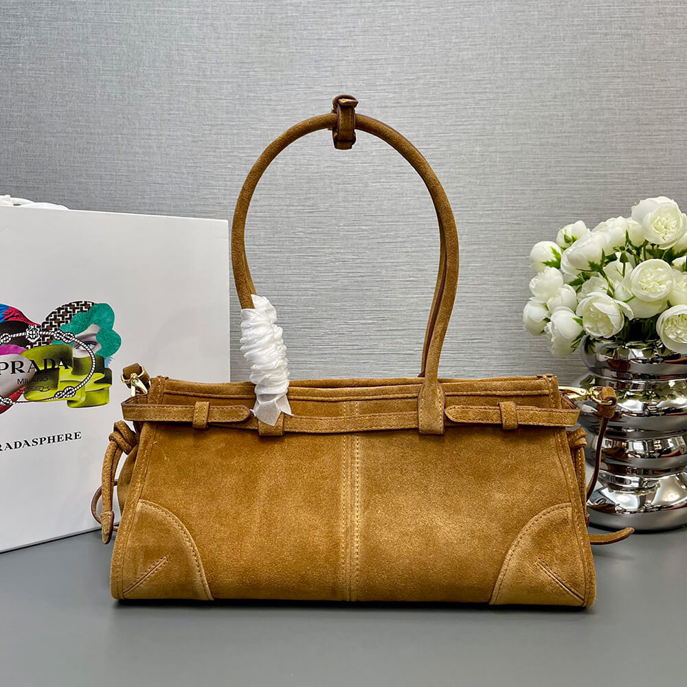 Prada Medium suede handbag(high-end grade)
