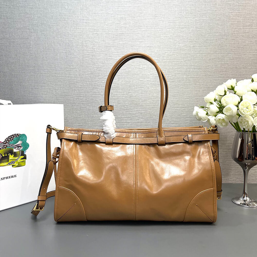 Prada Large leather handbag(high-end grade)