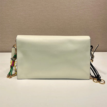 Prada Soft Sound large leather shoulder bag with charms(high-end grade)