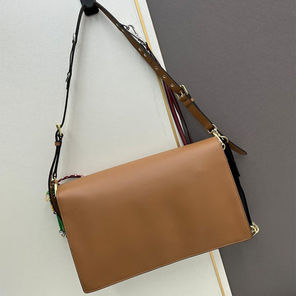 Prada Soft Sound large leather shoulder bag with charms(high-end grade)