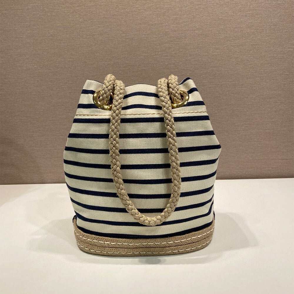 Prada Mariner small striped fabric bucket bag