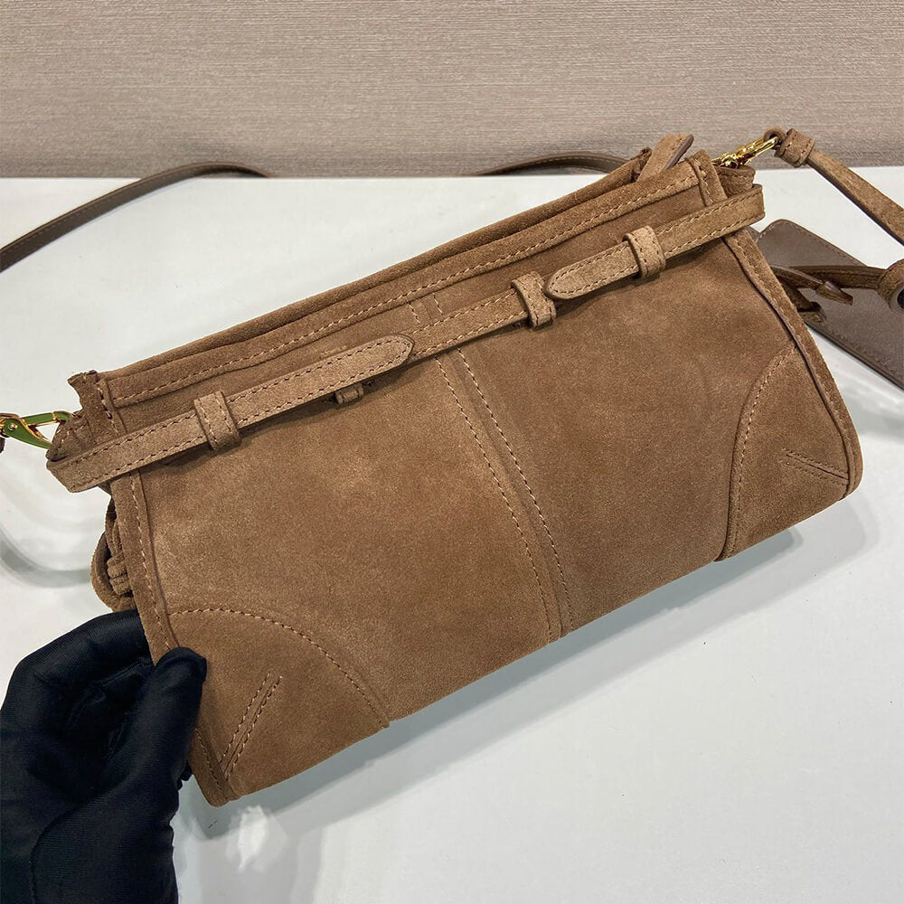 Prada Small Prada Bonnie suede shoulder bag(HIGH-END GRADE)