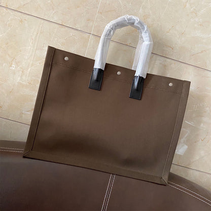RIVE GAUCHE LARGE TOTE BAG IN PRINTED CANVAS AND LEATHER