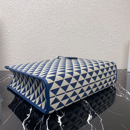 Large Prada Symbole jacquard fabric handbag