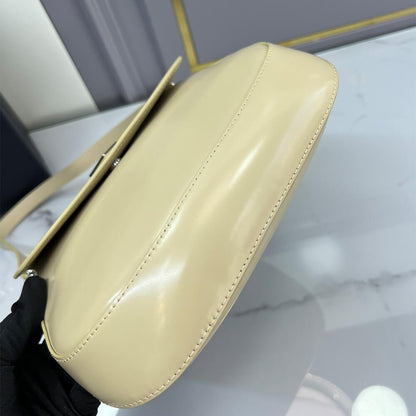 Small Prada Cleo brushed leather shoulder bag with flap