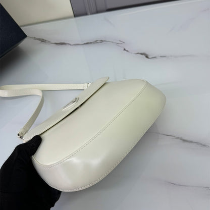 Small Prada Cleo brushed leather shoulder bag with flap