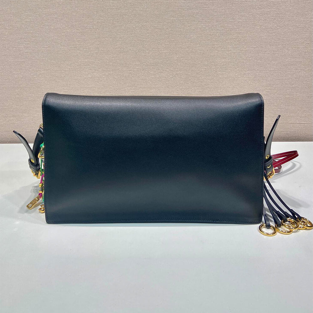 Prada Soft Sound large leather shoulder bag with charms(high-end grade)