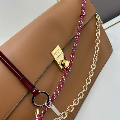 Prada Soft Sound large leather shoulder bag with charms(high-end grade)