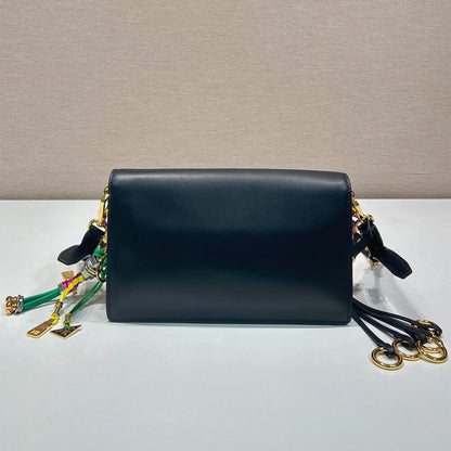 Prada Soft Sound small leather shoulder bag with charms(high-end grade)