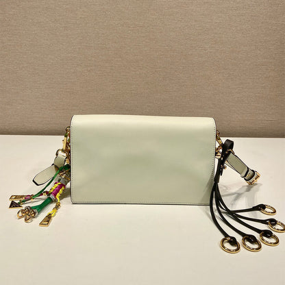 Prada Soft Sound small leather shoulder bag with charms(high-end grade)