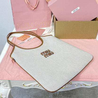 MIUMIU REGULAR IVY canvas and leather bag(HIGH-END GRADE)