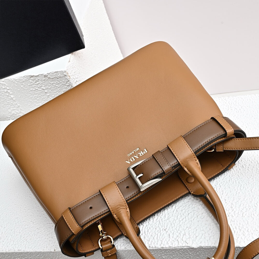 Prada Buckle small leather handbag with belt(high-end grade)