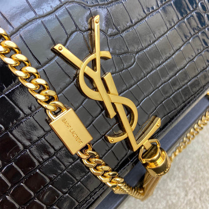 YSL kate medium tassel in crocodile-embossed leather