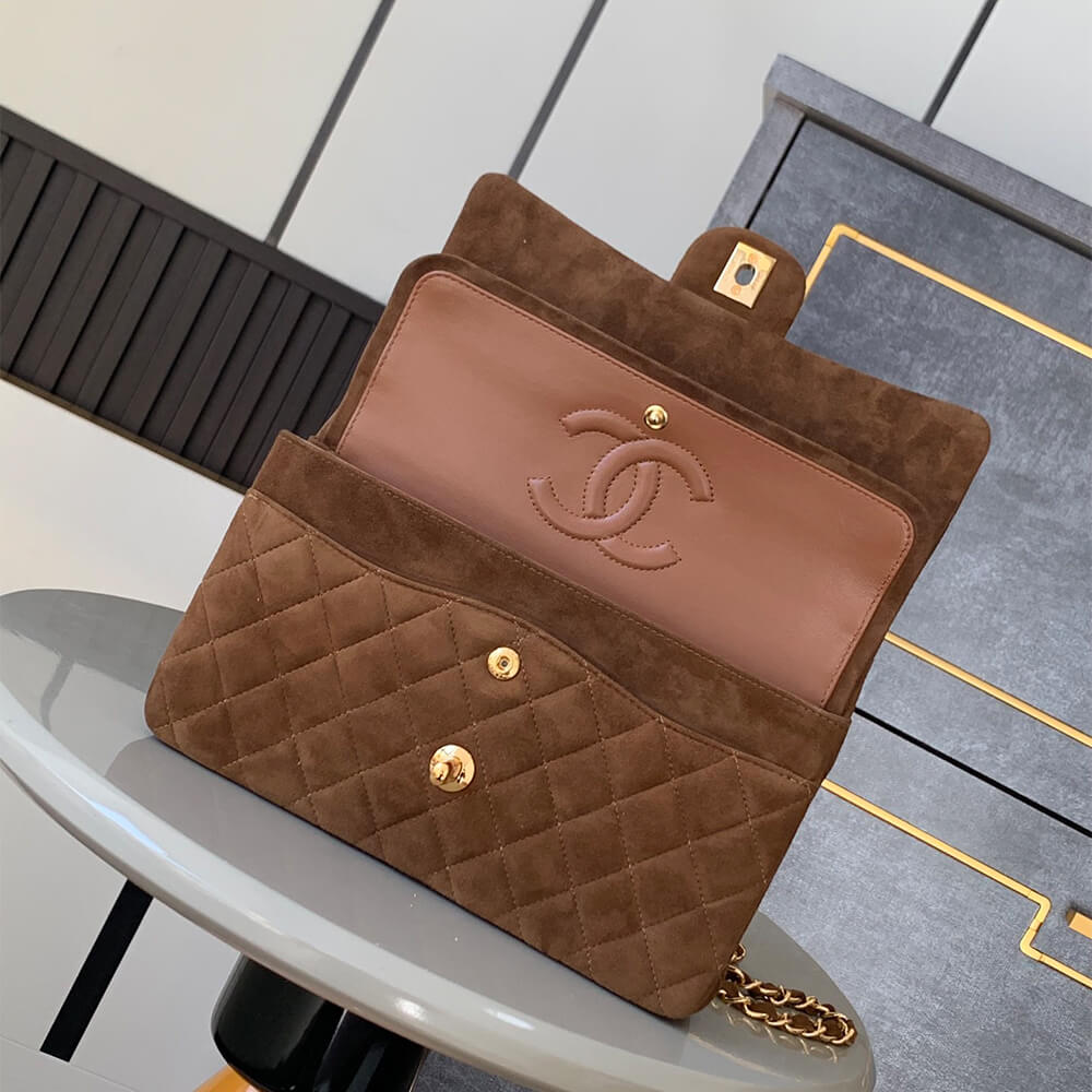 CHANEL Suede Classic Double Flap Handbag(HIGH-END GRADE)