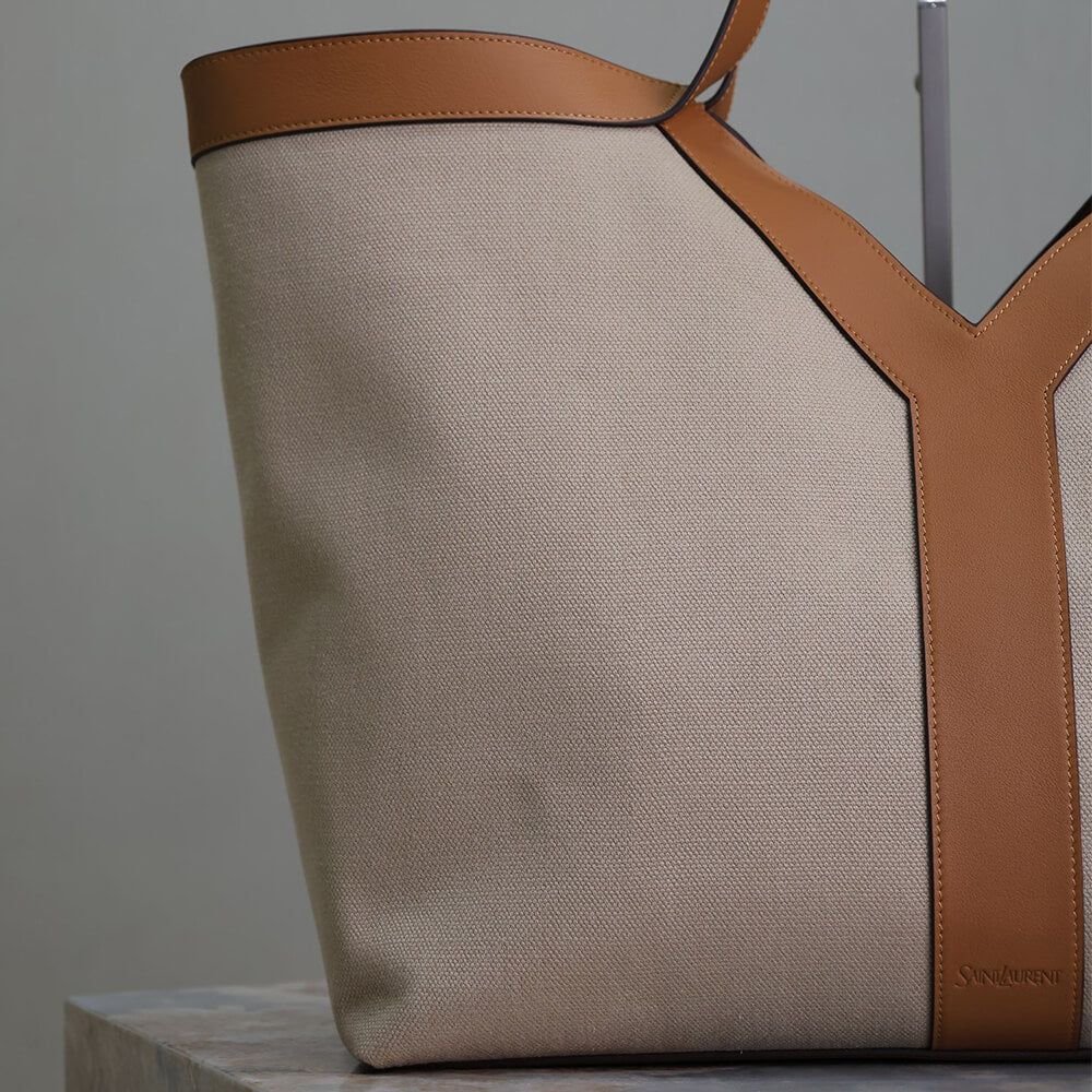 YSL Y TOTE IN CANVAS AND LEATHER(HIGH-END GRADE)