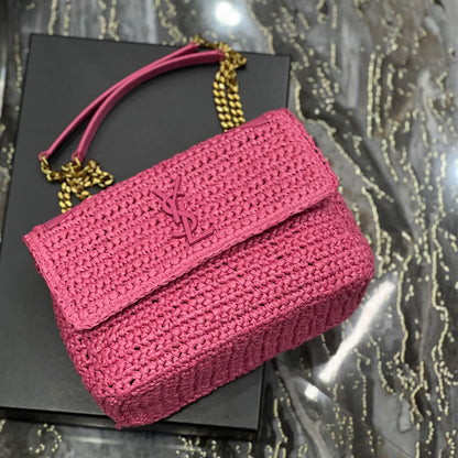 SAINT LAURENT NIKI CHAIN MEDIUM IN RAFFIA(HIGH-END GRADE)