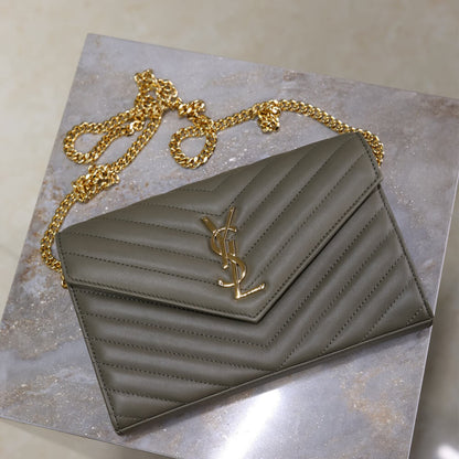 YSL cassandre chain wallet in lambskin