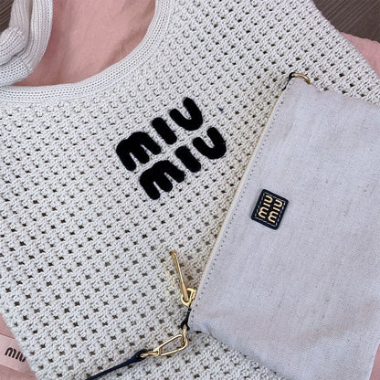 MIUMIU REGULAR IVY canvas and leather bag(HIGH-END GRADE)