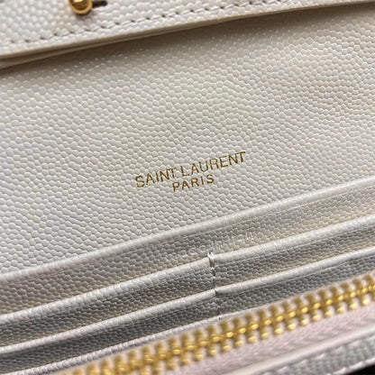 YSL classic cassandre chain wallet in grain de poudre leather