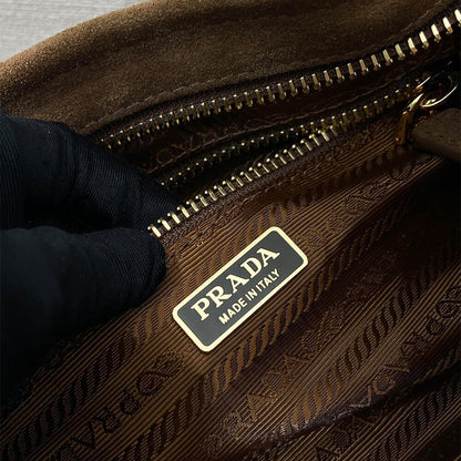 Prada Small Prada Bonnie suede shoulder bag(HIGH-END GRADE)