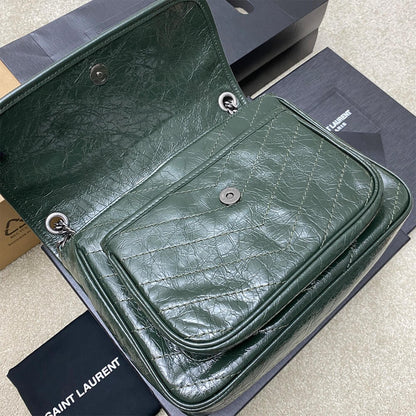 YSL NIKI MEDIUM IN CRINKLED VINTAGE LEATHER(HIGH-END GRADE)