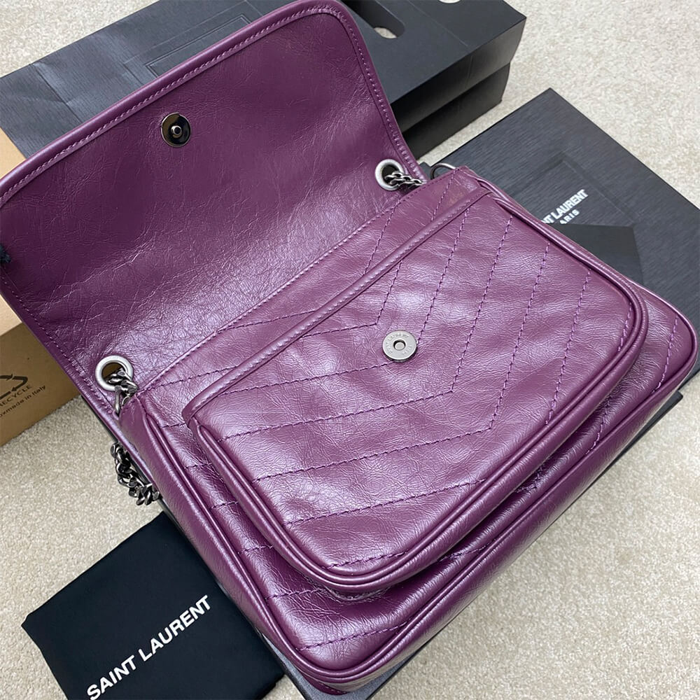 YSL NIKI MEDIUM IN CRINKLED VINTAGE LEATHER(HIGH-END GRADE)